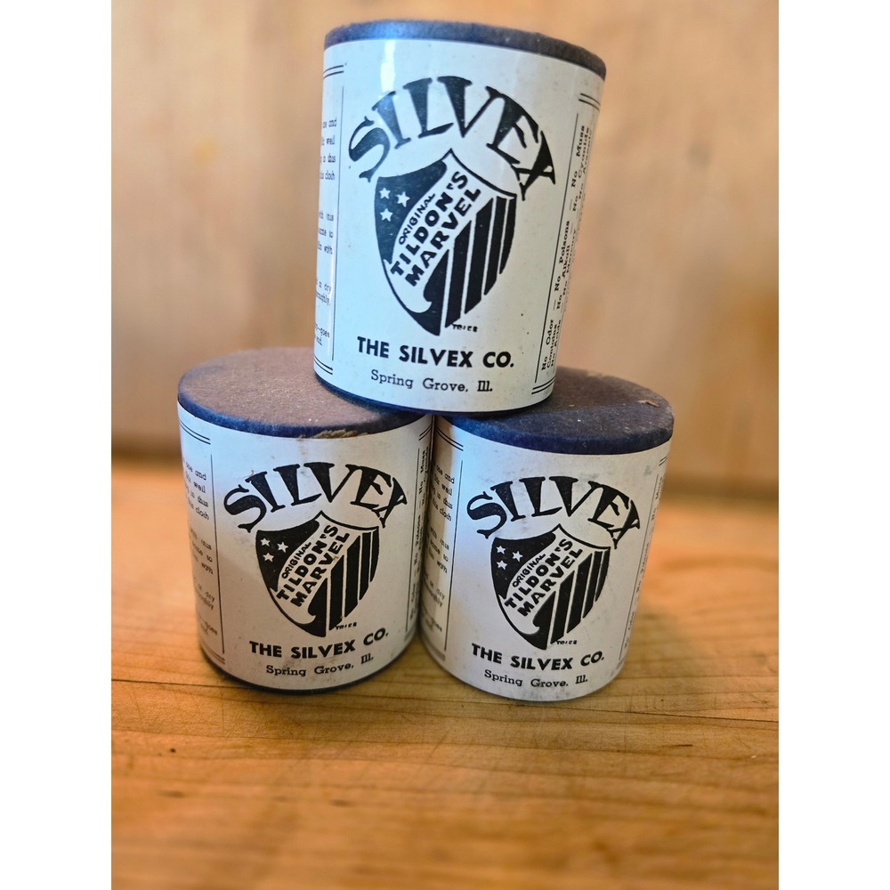 Vintage Silvex Tildon's Marvel Cleaning Powder Cans Lot of 3 Silver Cleaner